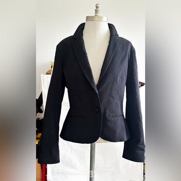 STAR CITY BLACK BLAZER WAIST CUT BUTTON DOWN SIZE M - Picture 1 of 5